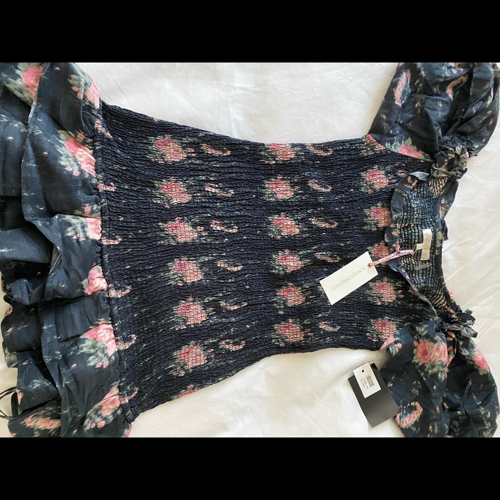 loveshack fancy tight black dress with tags